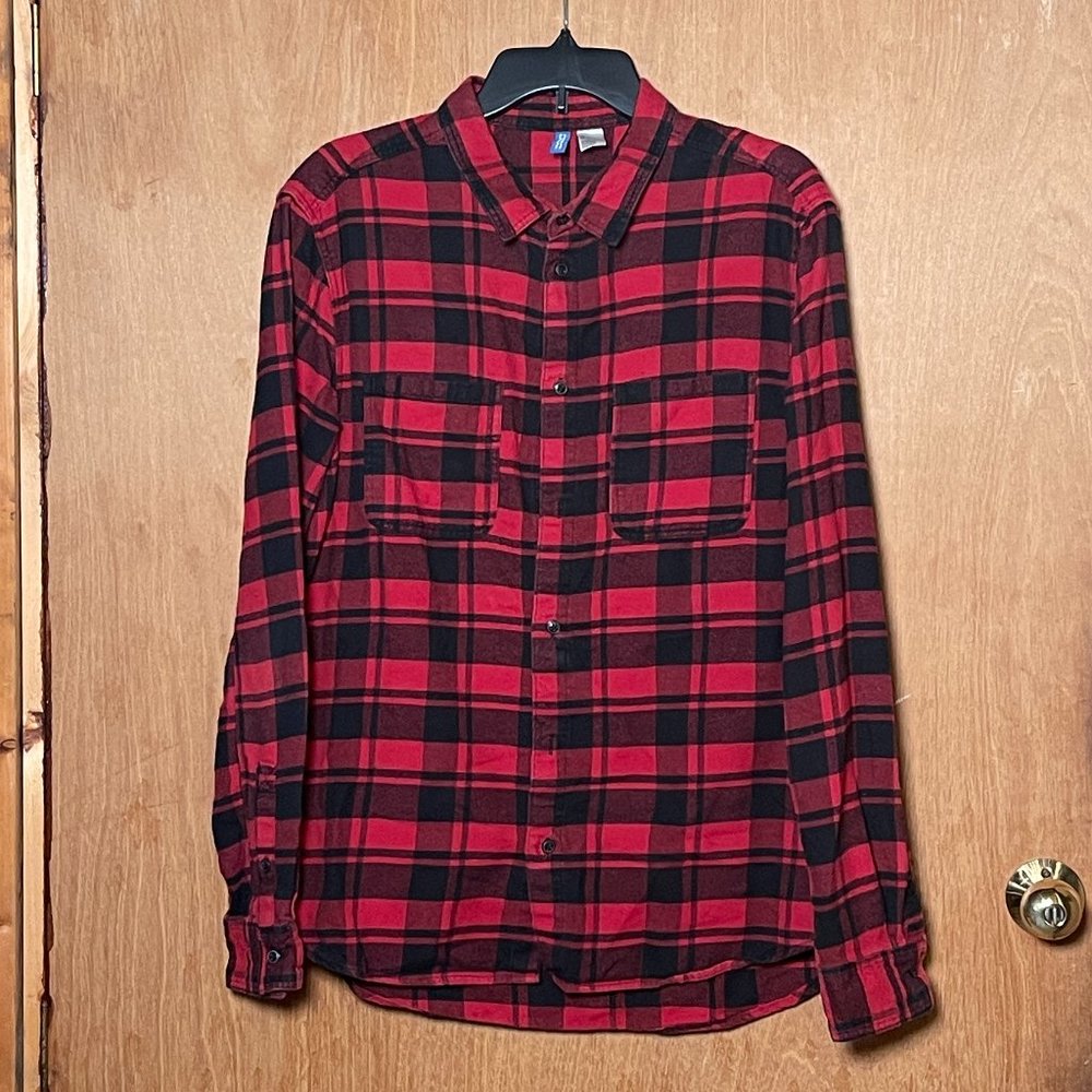 Divided Plaid Button-Up, Long Sleeve in Large